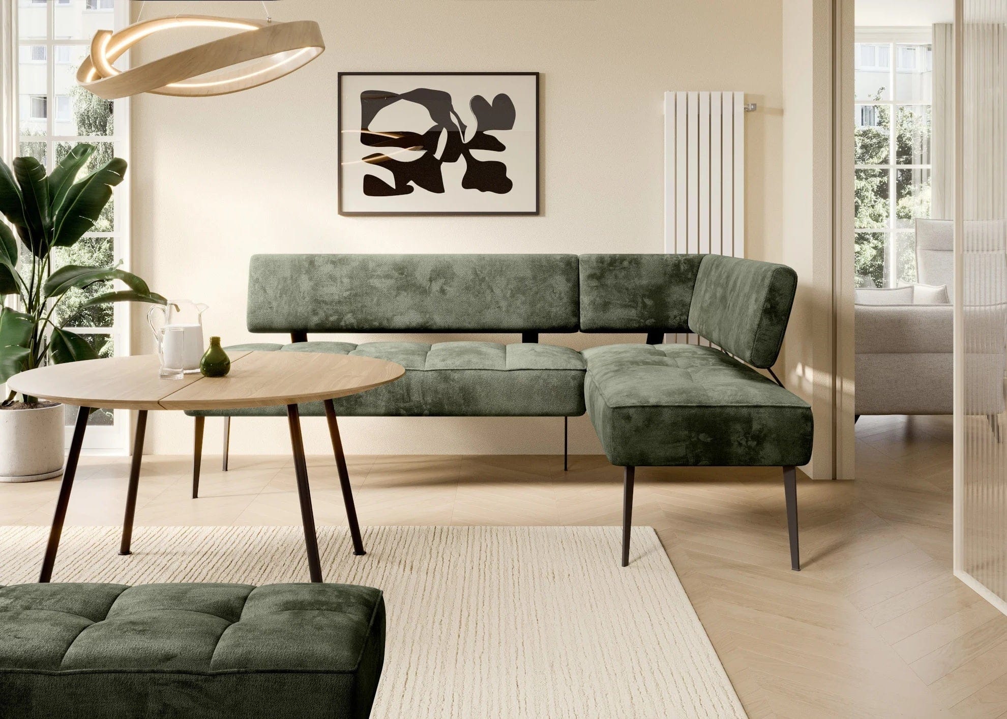 Wersal Coltar Dining, Sezlong pe Dreapta, Bancos L, l215xA163xH90 cm