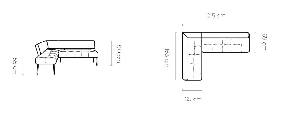 Wersal Coltar Dining, Sezlong pe Stanga, Milos L, l215xA163xH90 cm