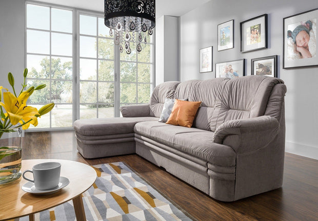 Coltar Dubis Forever 61 Extensibil cu Arcuri Ondulate si Spuma Poliuretanica, Sezlong pe Stanga, Suprafata de Dormit 200x120 cm, tapitat cu Stofa Water Repellent, cu Lada de Depozitare, l252xA155xH101 cm (1)