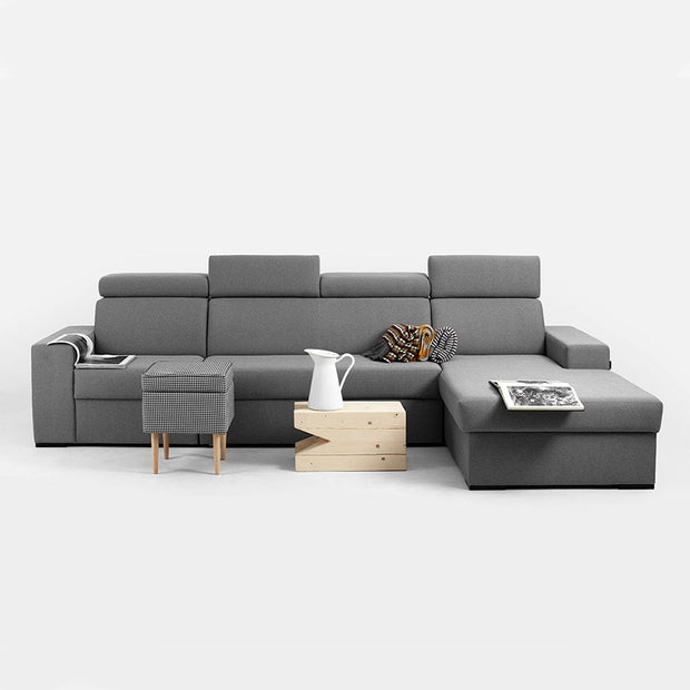 Customform Coltar Extensibil Atlantica Gri, Sezlong pe Dreapta, tapitat cu Stofa, l319xA160xH90 cm