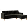 Dorel Home Coltar Extensibil cu Sezlong pe Dreapta Celine Velvet Negru / Natural, l210xA151xH81 cm