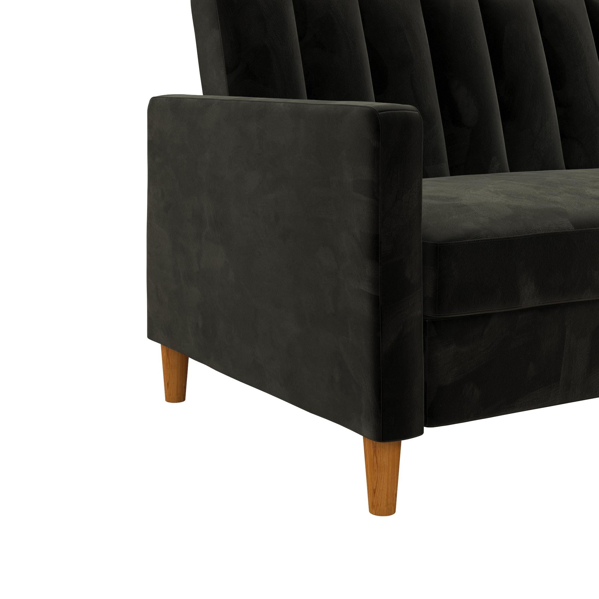Dorel Home Coltar Extensibil cu Sezlong pe Dreapta Celine Velvet Negru / Natural, l210xA151xH81 cm