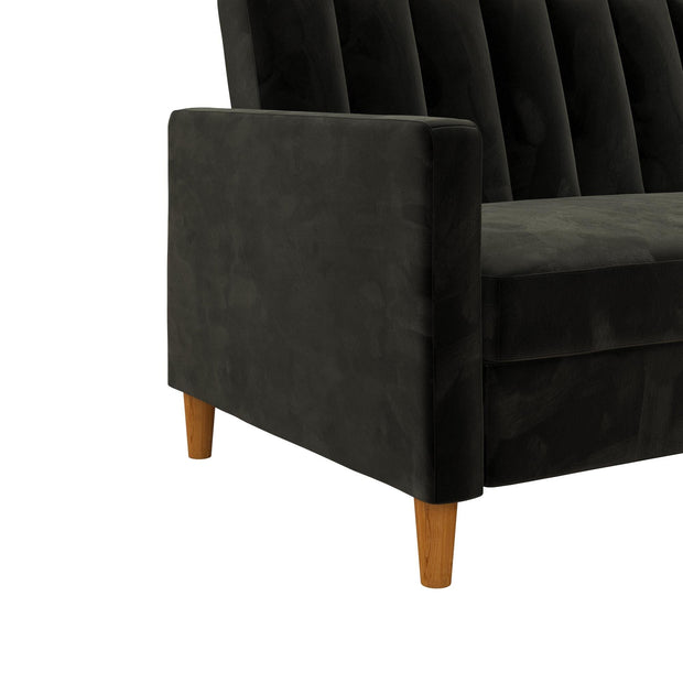 Dorel Home Coltar Extensibil cu Sezlong pe Dreapta Celine Velvet Negru / Natural, l210xA151xH81 cm