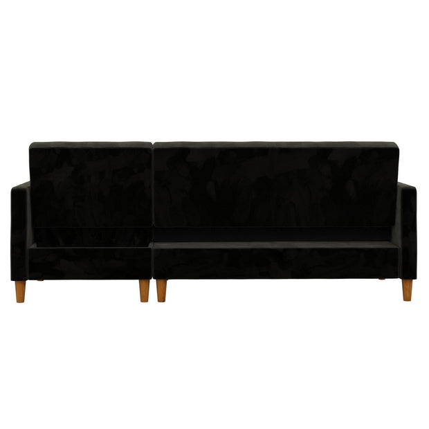 Dorel Home Coltar Extensibil cu Sezlong pe Dreapta Celine Velvet Negru / Natural, l210xA151xH81 cm
