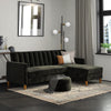 Dorel Home Coltar Extensibil cu Sezlong pe Dreapta Celine Velvet Negru / Natural, l210xA151xH81 cm