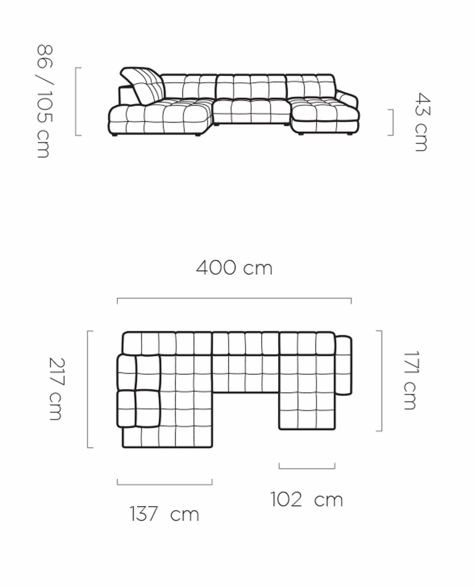 Coltar Extensibil, cu Sezlong pe Dreapta, Lada de Depozitare, Mecanism Electric Relax, Tetiere Reglabile, Tollis XL Ivoir, l400xA217xH86-105 cm (5)