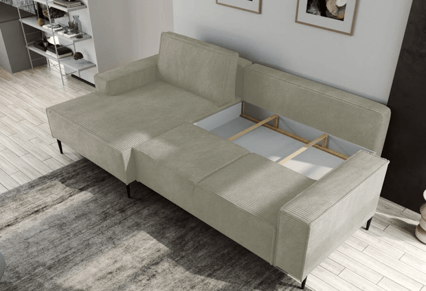 Wersal Coltar Extensibil, cu Sezlong pe Stanga, Lada de Depozitare, Matanis, l270xA163xH73-89 cm