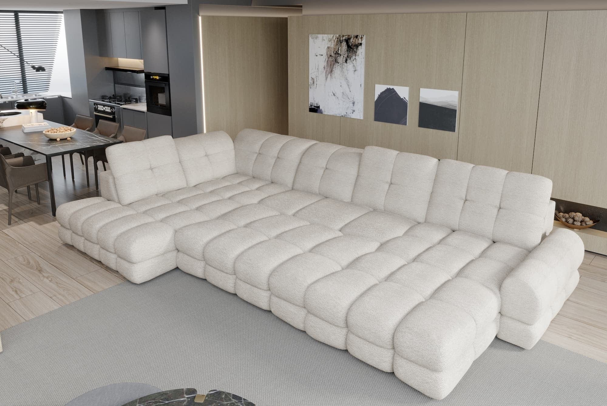 Coltar Extensibil, cu Sezlong pe Stanga, Lada de Depozitare, Mecanism Electric Relax, Tetiere Reglabile, Tollis XL Ivoir, l400xA217xH86-105 cm (4)