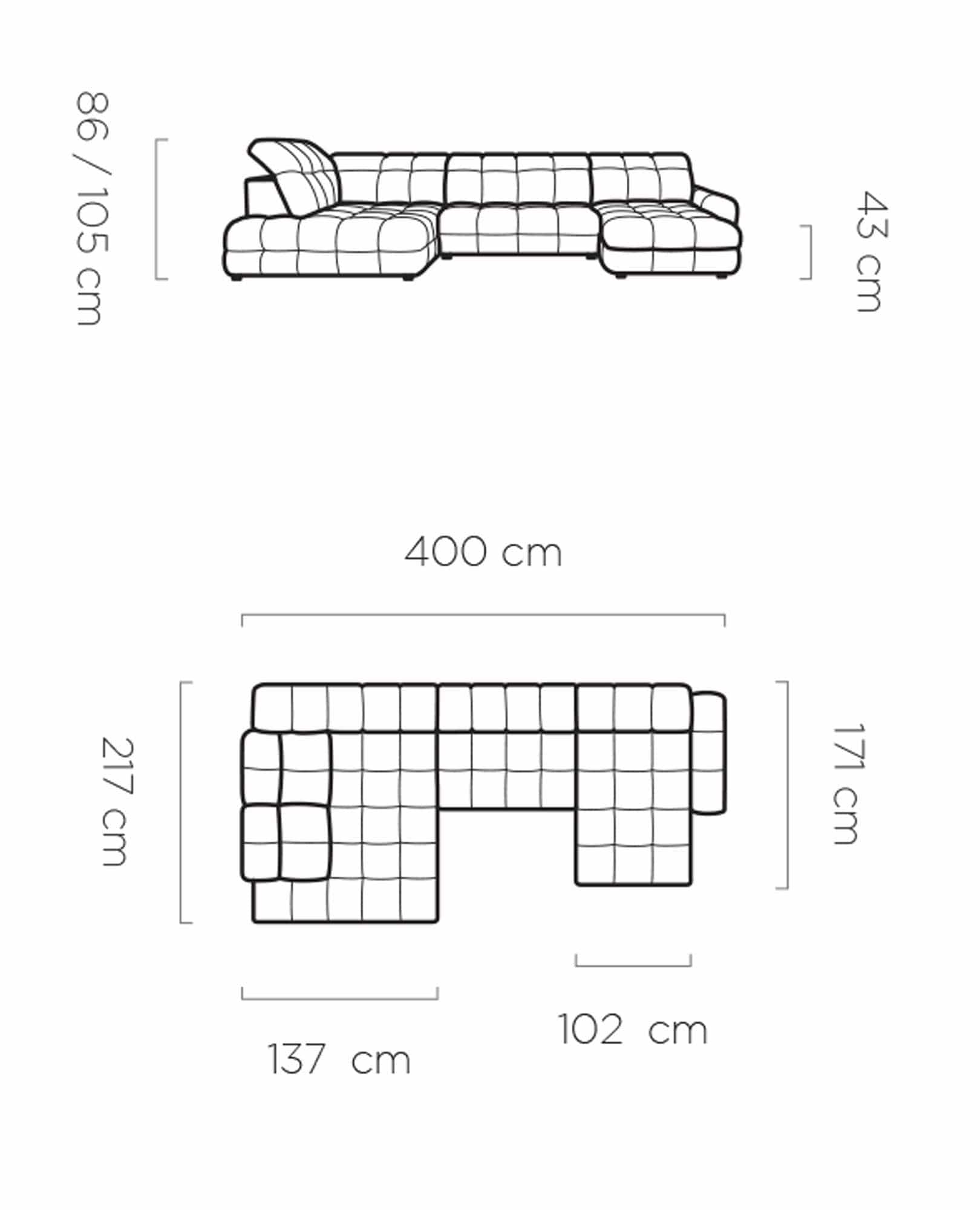 Coltar Extensibil, cu Sezlong pe Stanga, Lada de Depozitare, Mecanism Electric Relax, Tetiere Reglabile, Tollis XL Ivoir, l400xA217xH86-105 cm (5)