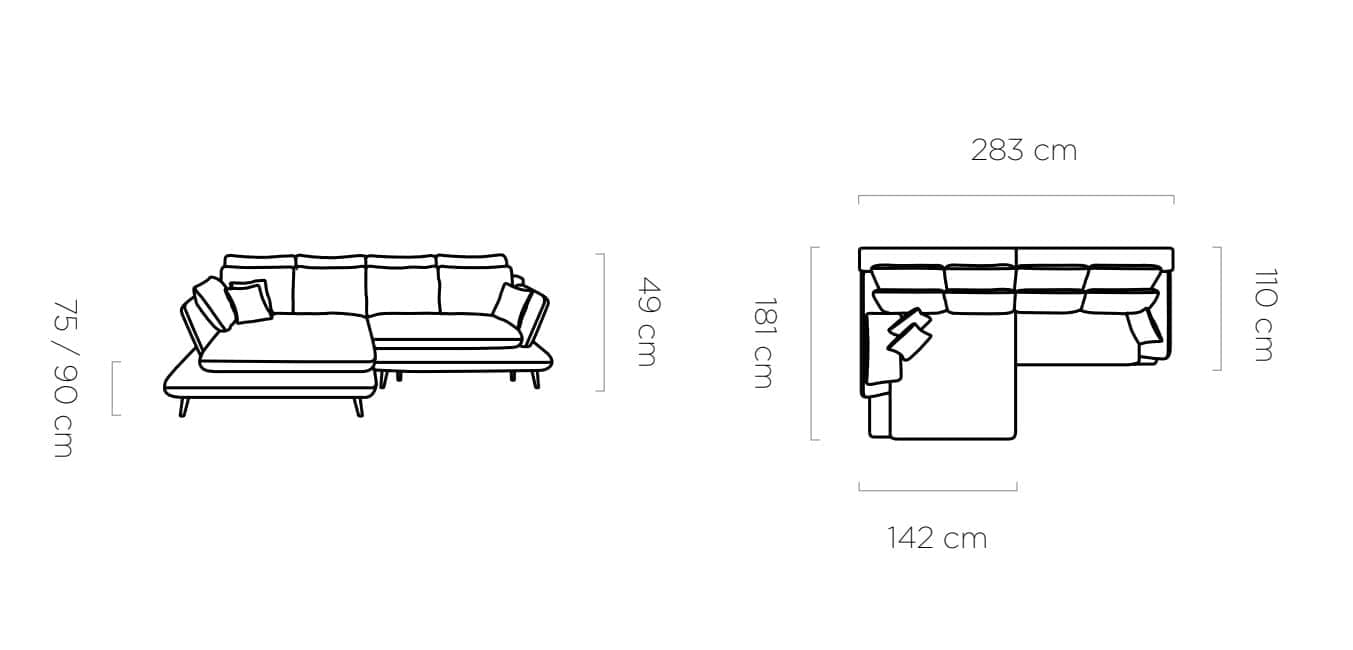 Coltar Extensibil, cu Sezlong pe Stanga, Lada de Depozitare, Perne Incluse, Mate, l283xA181xH90 cm (4)
