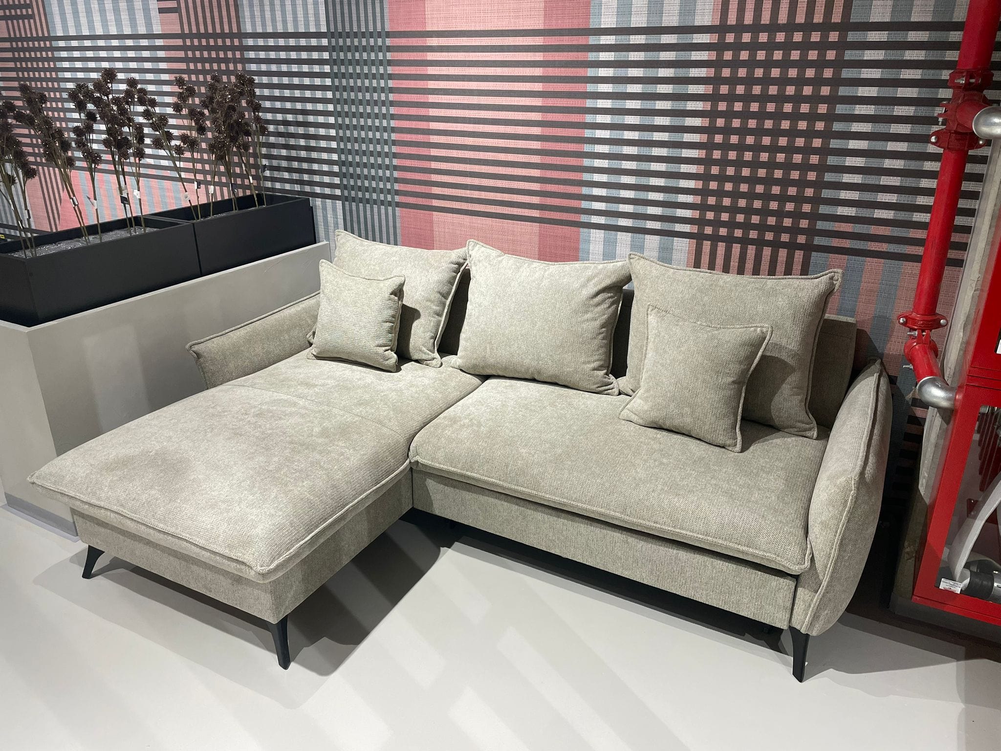 Coltar Extensibil cu Sezlong pe Stanga, Lada de Depozitare, tapitat cu Stofa, Modica Mito 215, l230xA160xH92 cm (1)