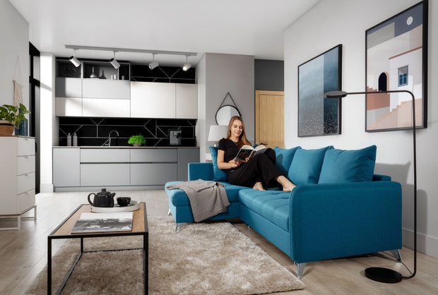 Coltar Extensibil, cu Sezlong pe Stanga, Lada de Depozitare, Terins l223xA160xH84 cm (2)