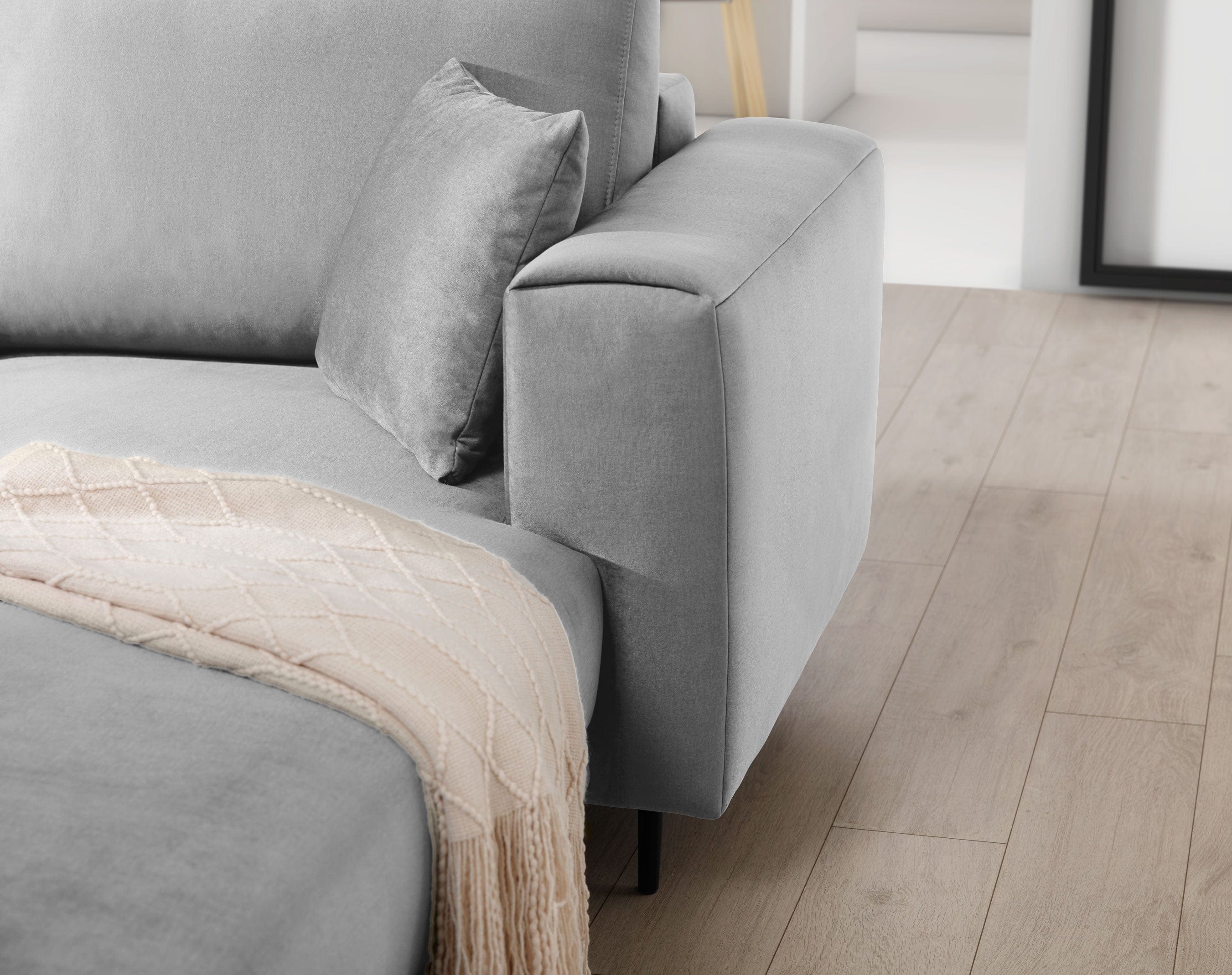 Eltap Coltar Extensibil Dalis Plus Gri Deschis cu Lada de Depozitare, Sezlong pe Dreapta, l289xA190xH73-95 cm