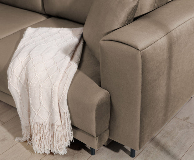 Eltap Coltar Extensibil Dalis Plus Maro Deschis cu Lada de Depozitare, Sezlong pe Dreapta, l289xA190xH73-95 cm