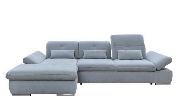 Coltar Extensibil Editis Small Bleu, Sezlong pe Stanga, cu Lada de Depozitare, tapitat cu Stofa, Spatar Reglabil, Tetiere si Cotiere Reglabile, l312xA186xH82-97 cm (2)