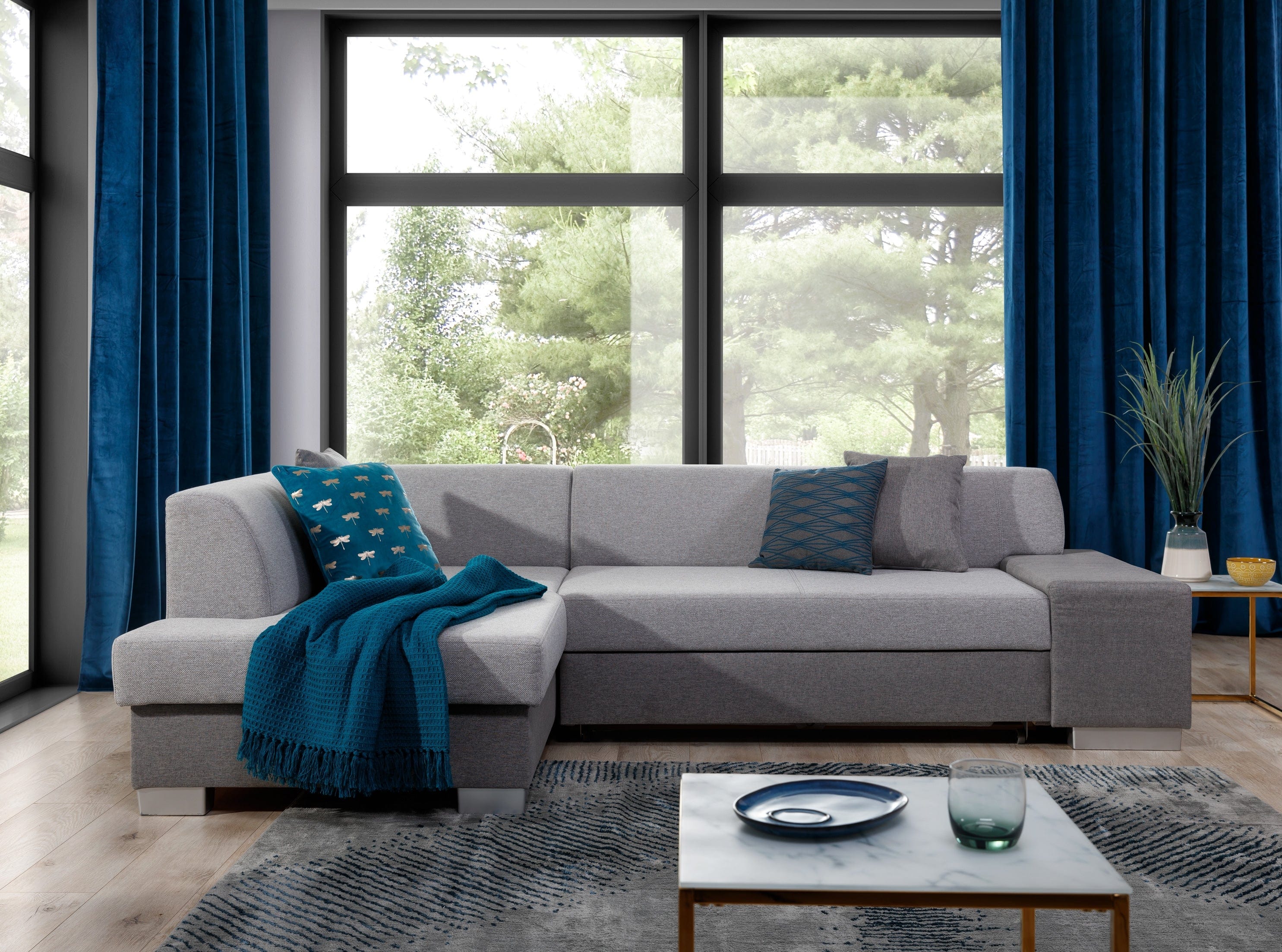 Eltap Coltar Extensibil Fabioleta cu Lada de Depozitare, Sezlong pe Stanga, Perne Incluse, l268xA167xH73 cm