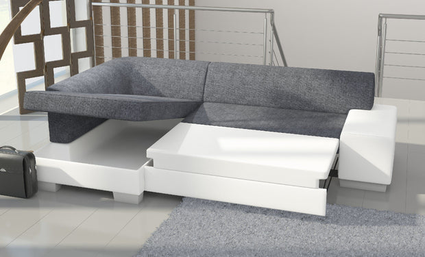 Eltap Coltar Extensibil Fabioleta cu Lada de Depozitare, Sezlong pe Stanga, Perne Incluse, l268xA167xH73 cm