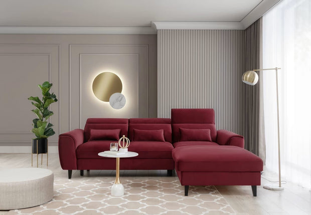 Eltap Coltar Extensibil Fobleros Plus Bordeaux cu Lada de Depozitare, Sezlong pe Dreapta, Tetiere Reglabile, l267xA196xH83-100 cm
