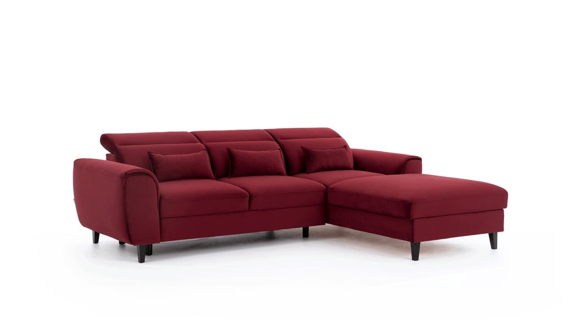 Eltap Coltar Extensibil Fobleros Plus Bordeaux cu Lada de Depozitare, Sezlong pe Dreapta, Tetiere Reglabile, l267xA196xH83-100 cm