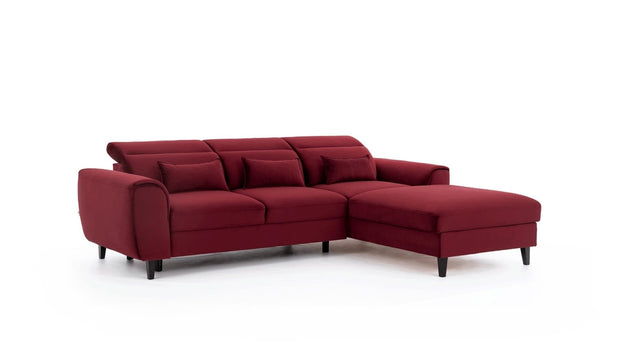 Eltap Coltar Extensibil Fobleros Plus Bordeaux cu Lada de Depozitare, Sezlong pe Dreapta, Tetiere Reglabile, l267xA196xH83-100 cm