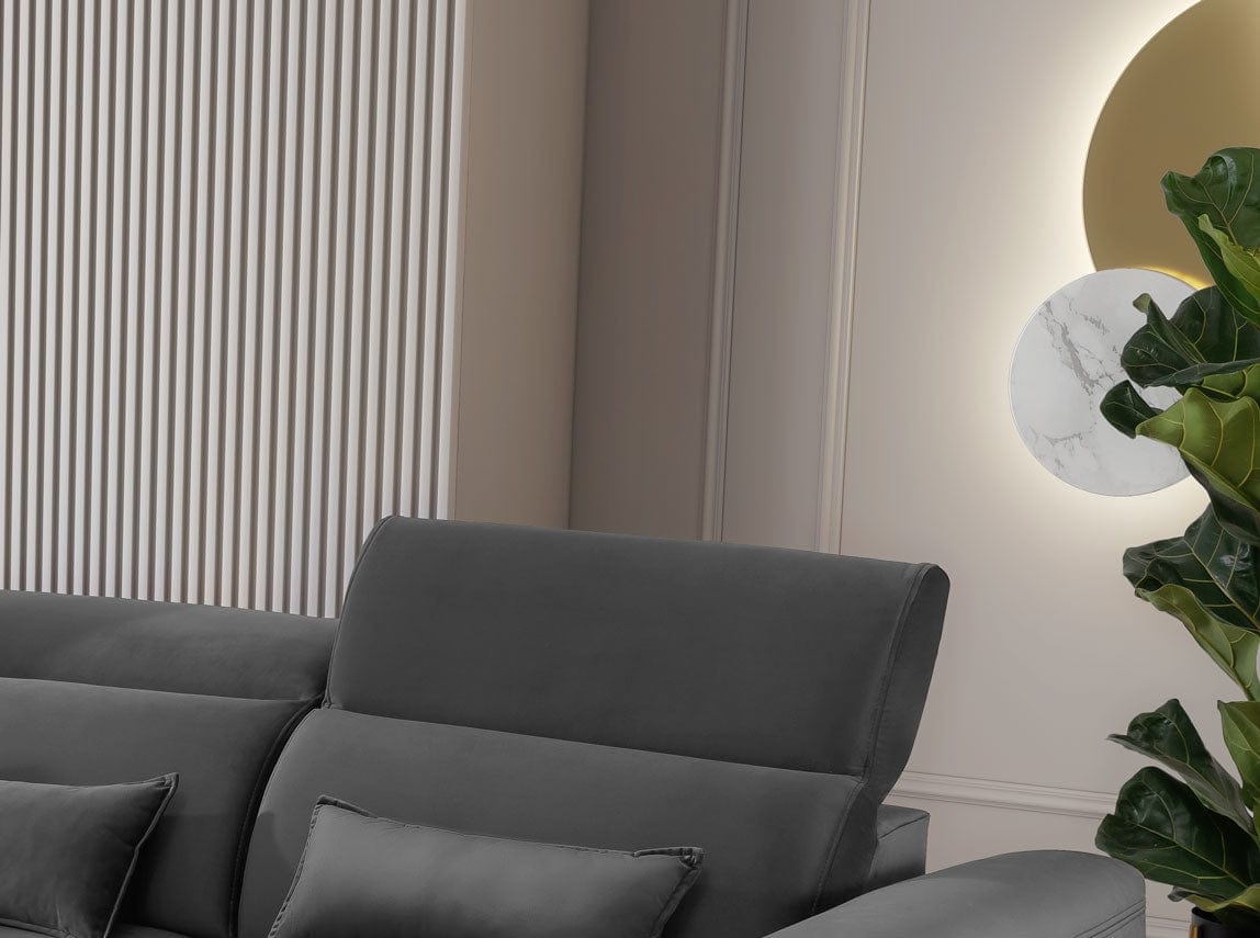 Eltap Coltar Extensibil Fobleros Plus Gri Inchis cu Lada de Depozitare, Sezlong pe Stanga, Tetiere Reglabile, l267xA196xH83-100 cm