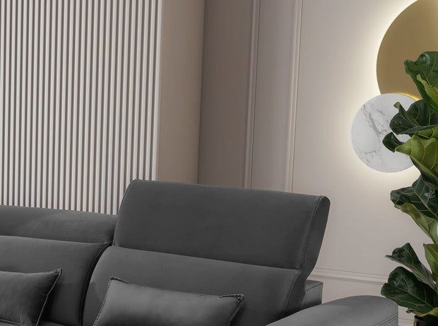 Eltap Coltar Extensibil Fobleros Plus Gri Inchis cu Lada de Depozitare, Sezlong pe Stanga, Tetiere Reglabile, l267xA196xH83-100 cm