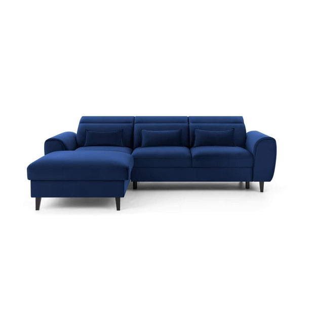 Eltap Coltar Extensibil Fobleros Plus Velvet Bleumarin cu Lada de Depozitare, Sezlong pe Stanga, Tetiere Reglabile, l267xA196xH83-100 cm