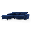 Eltap Coltar Extensibil Fobleros Plus Velvet Bleumarin cu Lada de Depozitare, Sezlong pe Stanga, Tetiere Reglabile, l267xA196xH83-100 cm