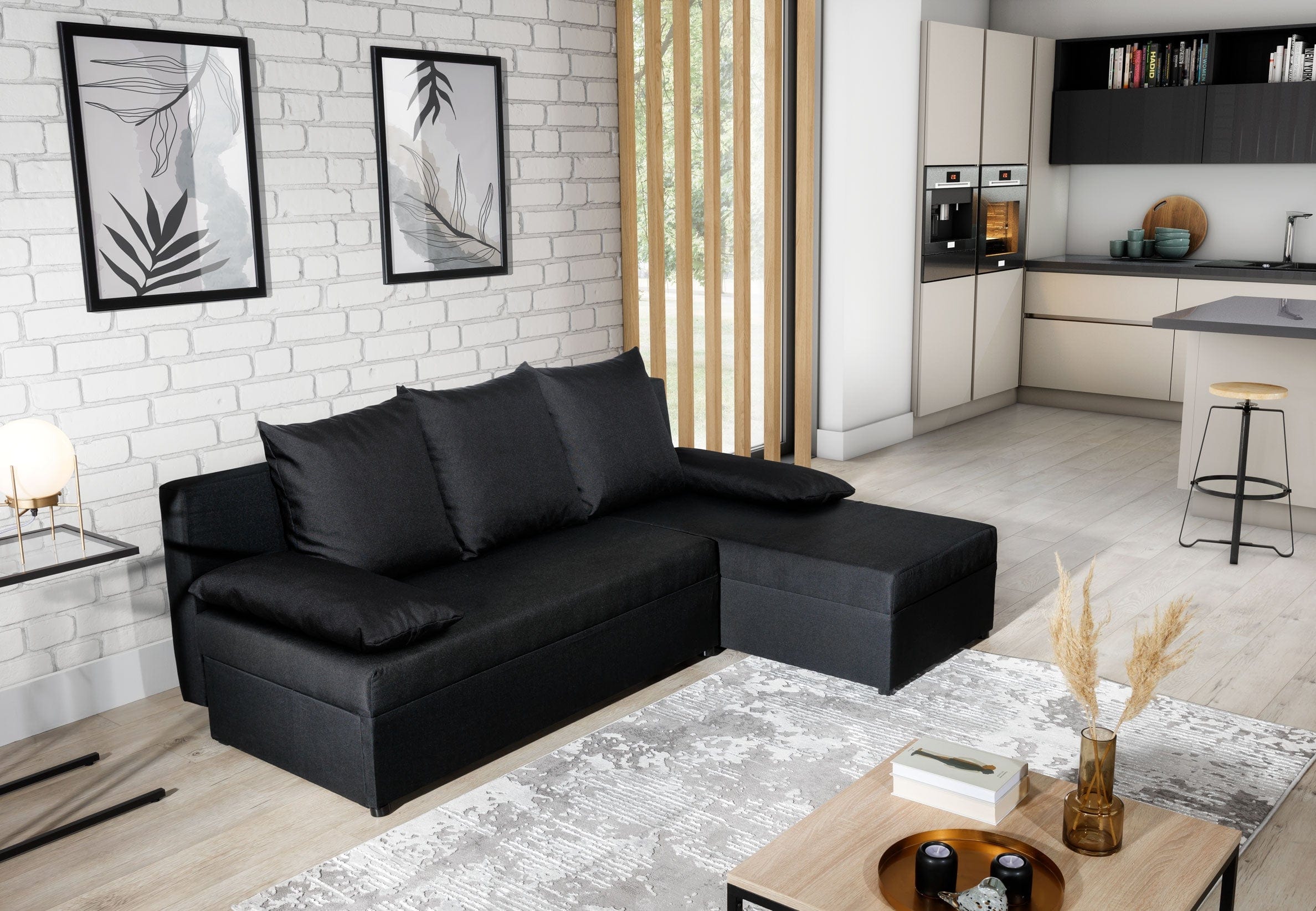 Eltap Coltar Extensibil Gina cu Lada de Depozitare, Sezlong Universal (pe Stanga sau pe Dreapta), l206xA146xH90 cm