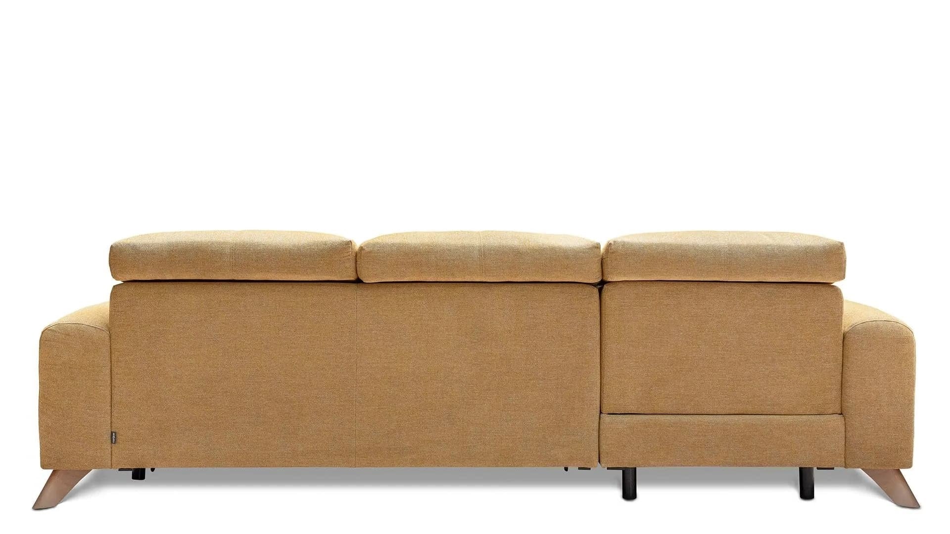 Coltar Extensibil Imperius Galben, Sezlong pe Stanga, cu Lada de Depozitare, tapitat cu Stofa, Tetiere Reglabile, l281xA175xH84-100 cm (4)