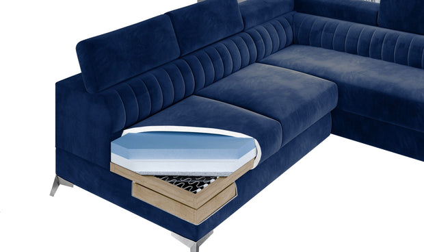 Eltap Coltar Extensibil Laurette cu Lada de Depozitare, Sezlong pe Dreapta, Tetiere Reglabile, l275xA205xH69-98 cm-Monolith84