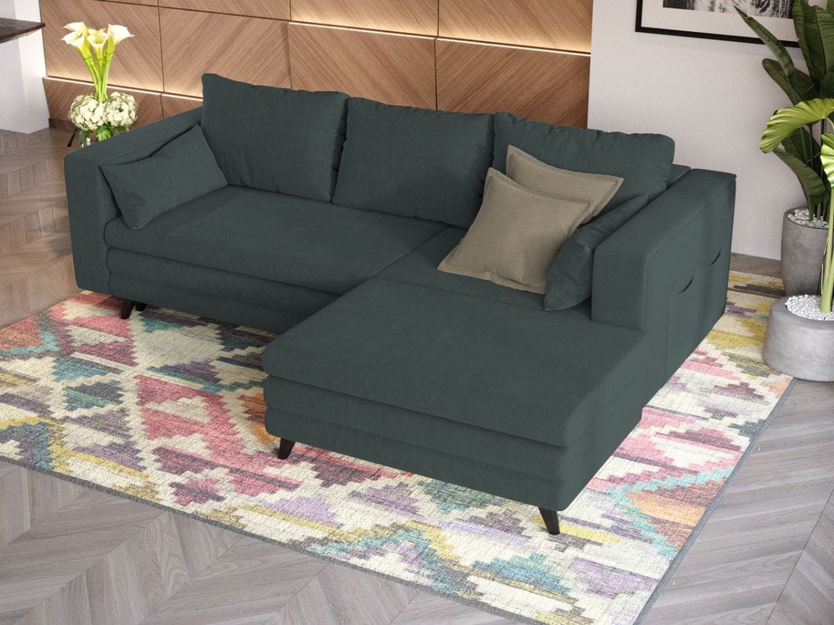 Coltar Extensibil Letonis cu Lada de Depozitare, Sezlong pe Dreapta, l250xA180xH95 cm (1)