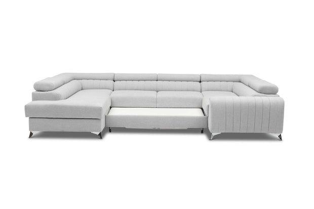 Eltap Coltar Extensibil Louisette cu Lada de Depozitare, Sezlong pe Stanga, Tetiere Reglabile, l340xA202xH72-92 cm