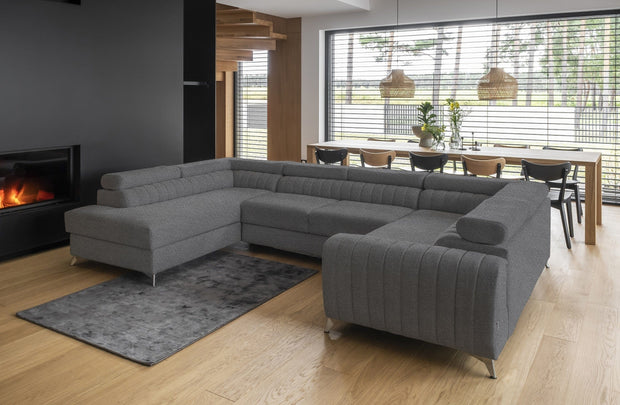 Eltap Vero04 Coltar Extensibil Louisette cu Lada de Depozitare, Sezlong pe Stanga, Tetiere Reglabile, l340xA202xH72-92 cm