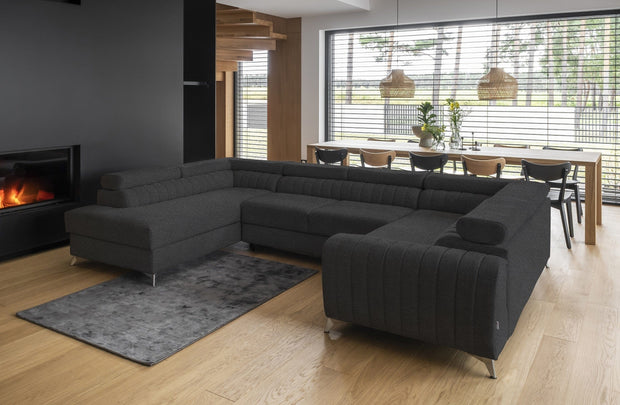 Eltap Vero05 Coltar Extensibil Louisette cu Lada de Depozitare, Sezlong pe Stanga, Tetiere Reglabile, l340xA202xH72-92 cm