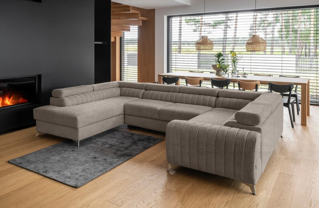 Eltap Poco07 Coltar Extensibil Louisette cu Lada de Depozitare, Sezlong pe Stanga, Tetiere Reglabile, l340xA202xH72-92 cm