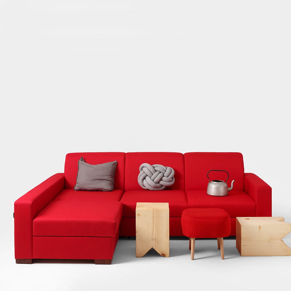 Coltar Extensibil Lozier Rosu, Sezlong pe Stanga, tapitat cu Stofa, l231xA164xH82 cm (1)