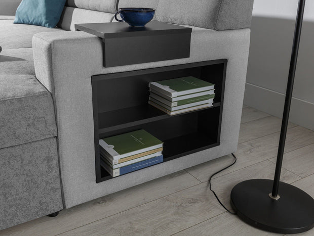 Eltap Coltar Extensibil Marcus Gri cu Lada de Depozitare, Sezlong pe Dreapta, l314xA158xH86 cm