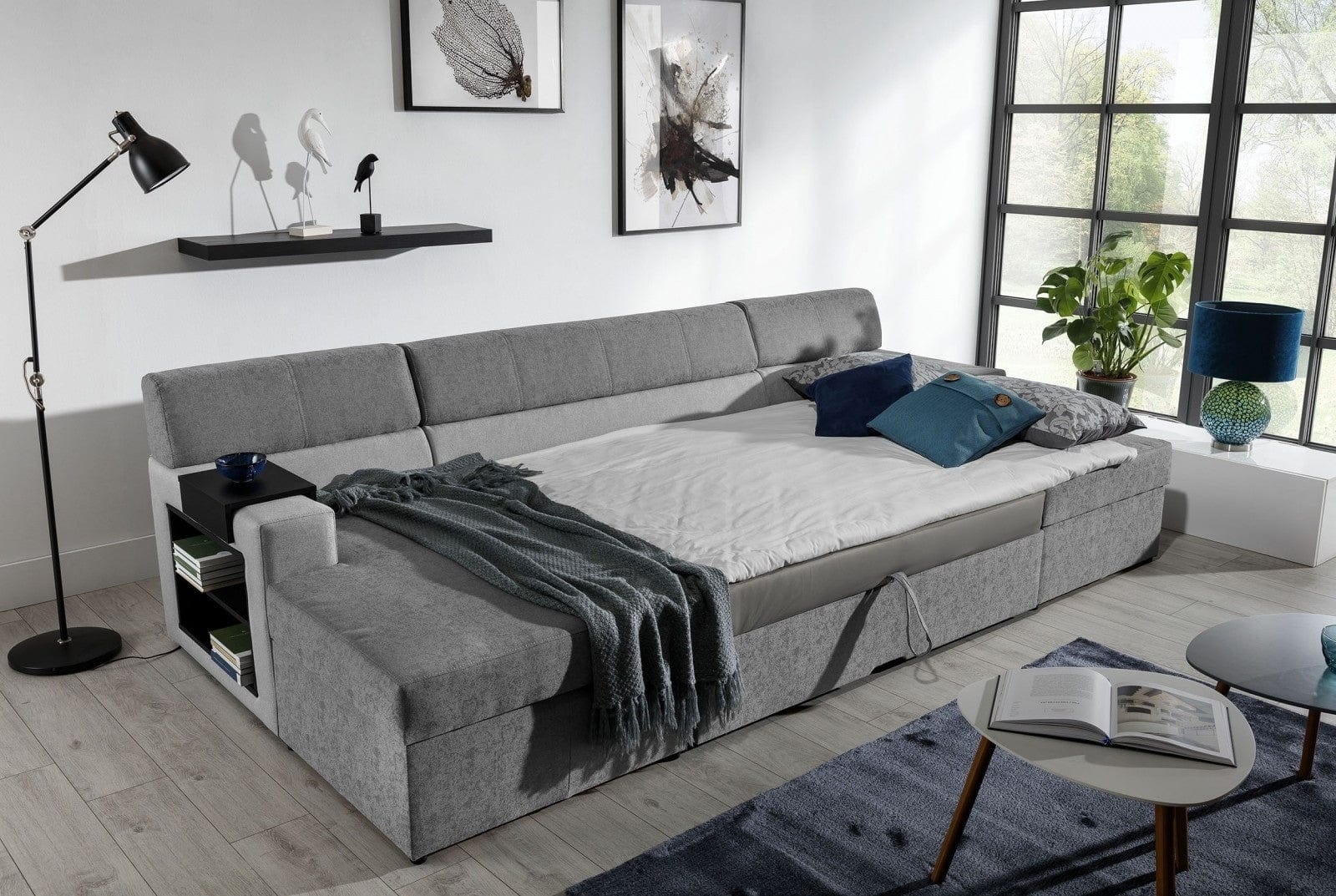 Eltap Coltar Extensibil Marcus Gri cu Lada de Depozitare, Sezlong pe Stanga, l314xA158xH86 cm