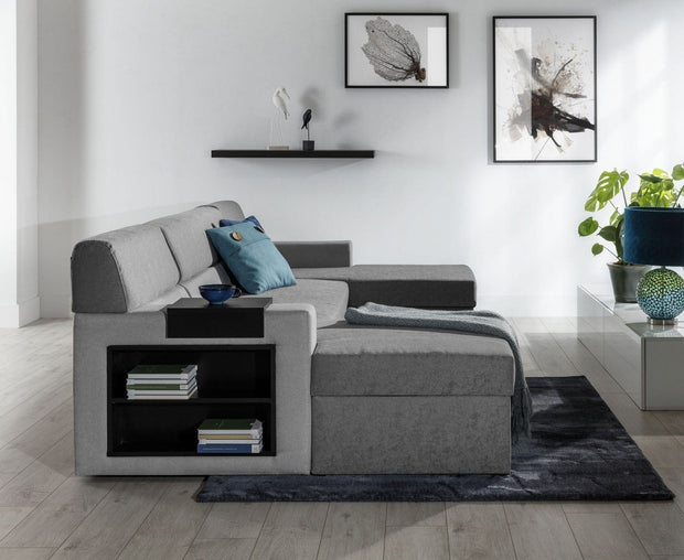 Eltap Coltar Extensibil Marcus Gri cu Lada de Depozitare, Sezlong pe Stanga, l314xA158xH86 cm
