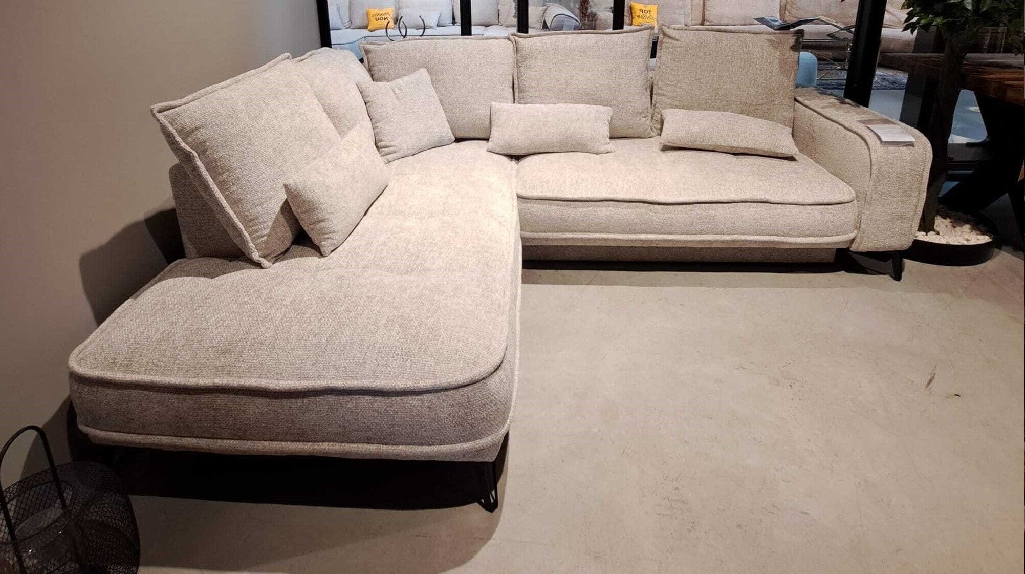 Coltar Extensibil Sensit Set 3 Gri, Sezlong pe Stanga, Lada de Depozitare, Perne Incluse, l262xA208xH92 cm (2)