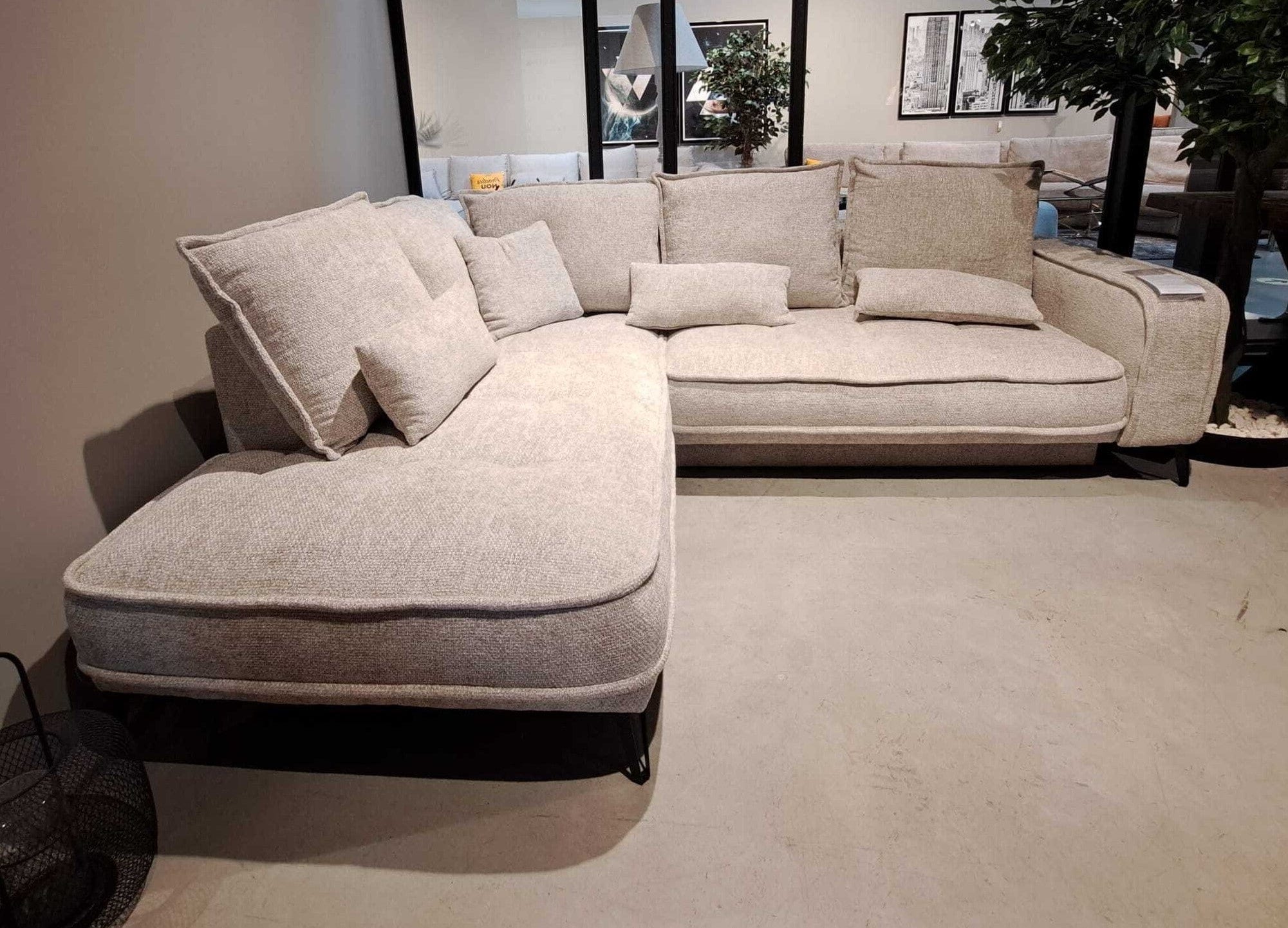 Coltar Extensibil Sensit Set 3 Gri, Sezlong pe Stanga, Lada de Depozitare, Perne Incluse, l262xA208xH92 cm (3)