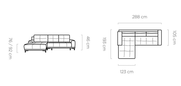 Coltar Extensibil, Sezlong pe Dreapta, Lada de Depozitare, Havos, l288xA193xH76-92 cm (8)