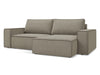 Makamii Coltar Extensibil, Sezlong pe Dreapta, Lada de Depozitare, Tapitat cu Stofa, Kimo C14 Bej Inchis, l257xA148xH82 cm