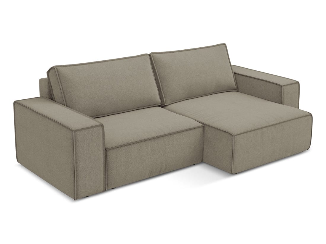 Makamii Coltar Extensibil, Sezlong pe Dreapta, Lada de Depozitare, Tapitat cu Stofa, Kimo C14 Bej Inchis, l257xA148xH82 cm