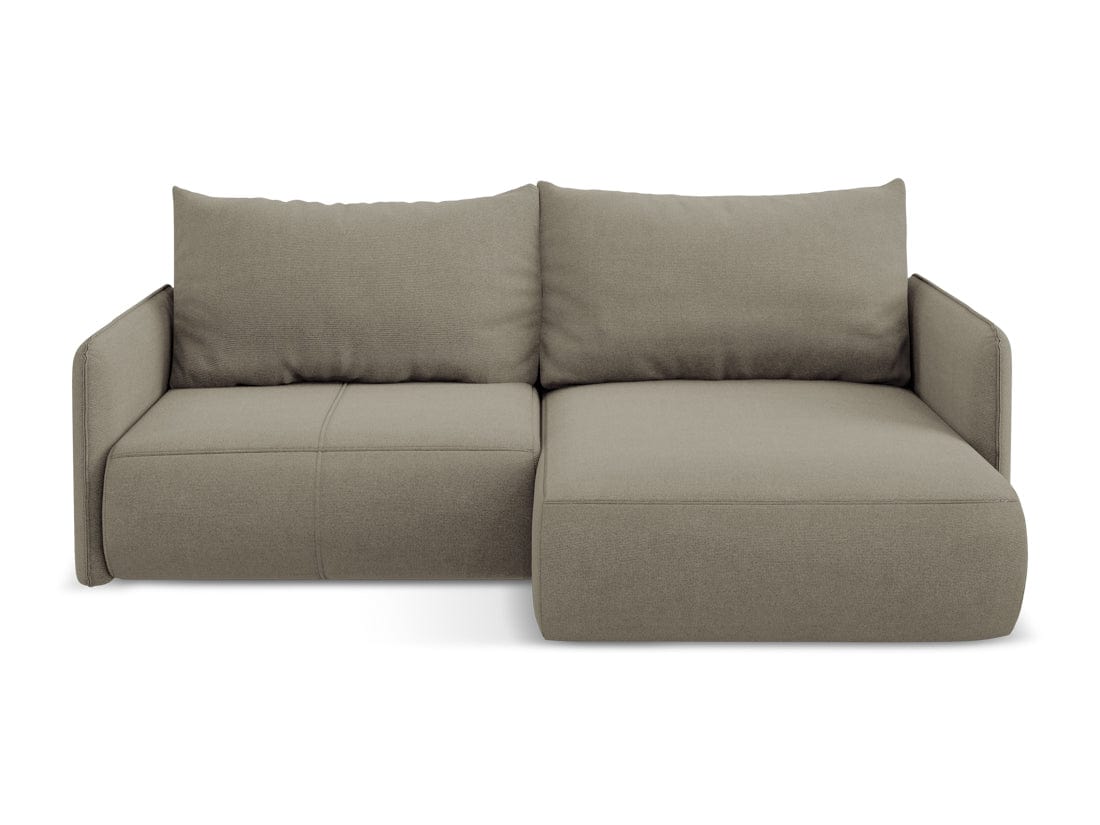 Makamii Coltar Extensibil, Sezlong pe Dreapta, Lada de Depozitare, Tapitat cu Stofa, Nanea C14 Bej Inchis, l207xA148xH86 cm