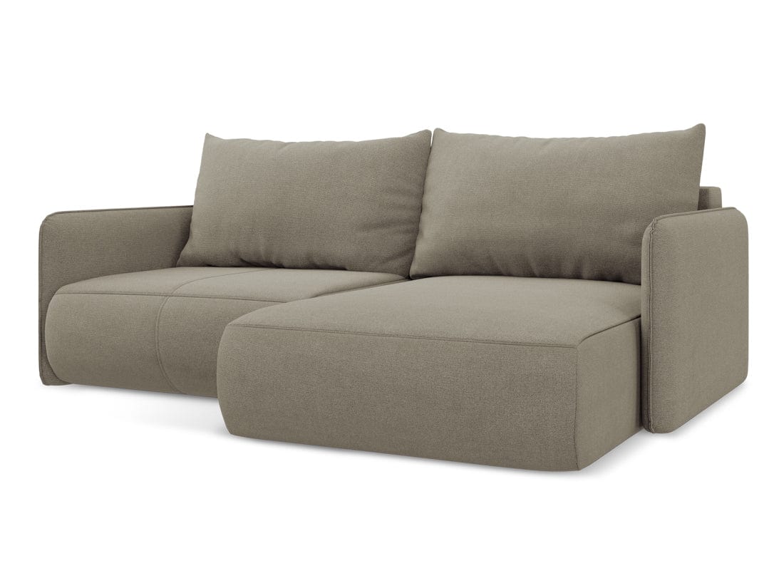 Makamii Coltar Extensibil, Sezlong pe Dreapta, Lada de Depozitare, Tapitat cu Stofa, Nanea C14 Bej Inchis, l207xA148xH86 cm