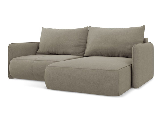 Makamii Coltar Extensibil, Sezlong pe Dreapta, Lada de Depozitare, Tapitat cu Stofa, Nanea C14 Bej Inchis, l207xA148xH86 cm