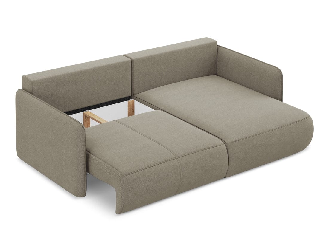 Makamii Coltar Extensibil, Sezlong pe Dreapta, Lada de Depozitare, Tapitat cu Stofa, Nanea C14 Bej Inchis, l207xA148xH86 cm