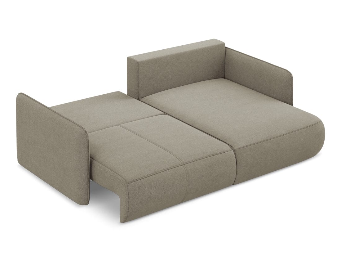 Makamii Coltar Extensibil, Sezlong pe Dreapta, Lada de Depozitare, Tapitat cu Stofa, Nanea C14 Bej Inchis, l207xA148xH86 cm